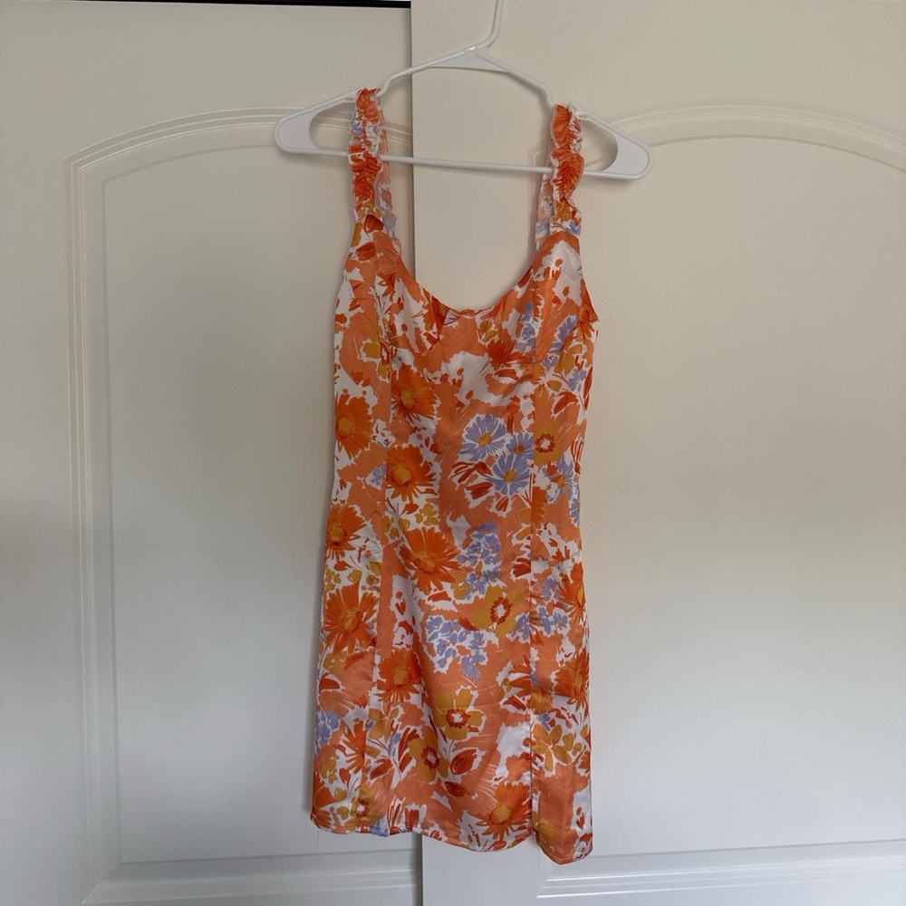 Beginning Boutique Orange Floral Mini Dress